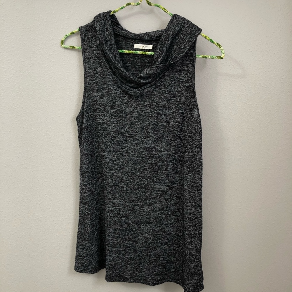 Black and grey marbeled cowl neck tank top